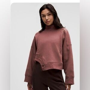 Lululemon Plush Fleece Curved Hem Pullover Sz. 2 RARE Asia Edition HTF Smoke Red